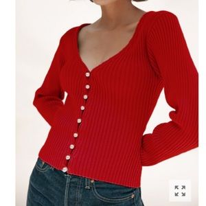 Musier Paris Red V-Neck Sweater